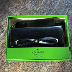 Kate Spade adjustable Black Belt Bag with Bow Accent NWT